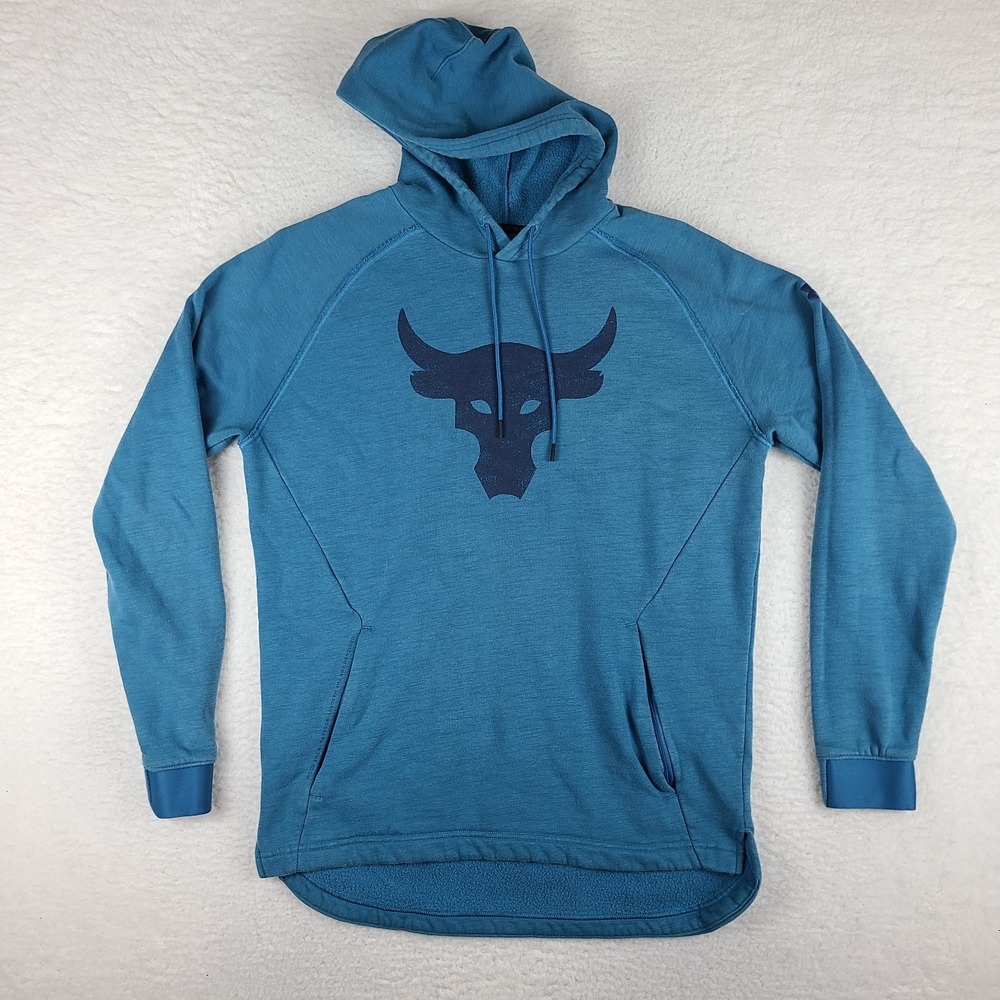 Under Armour Project Rock‎ Hoodie Mens Medium Teal Blue Loose Coldgear Zipper
